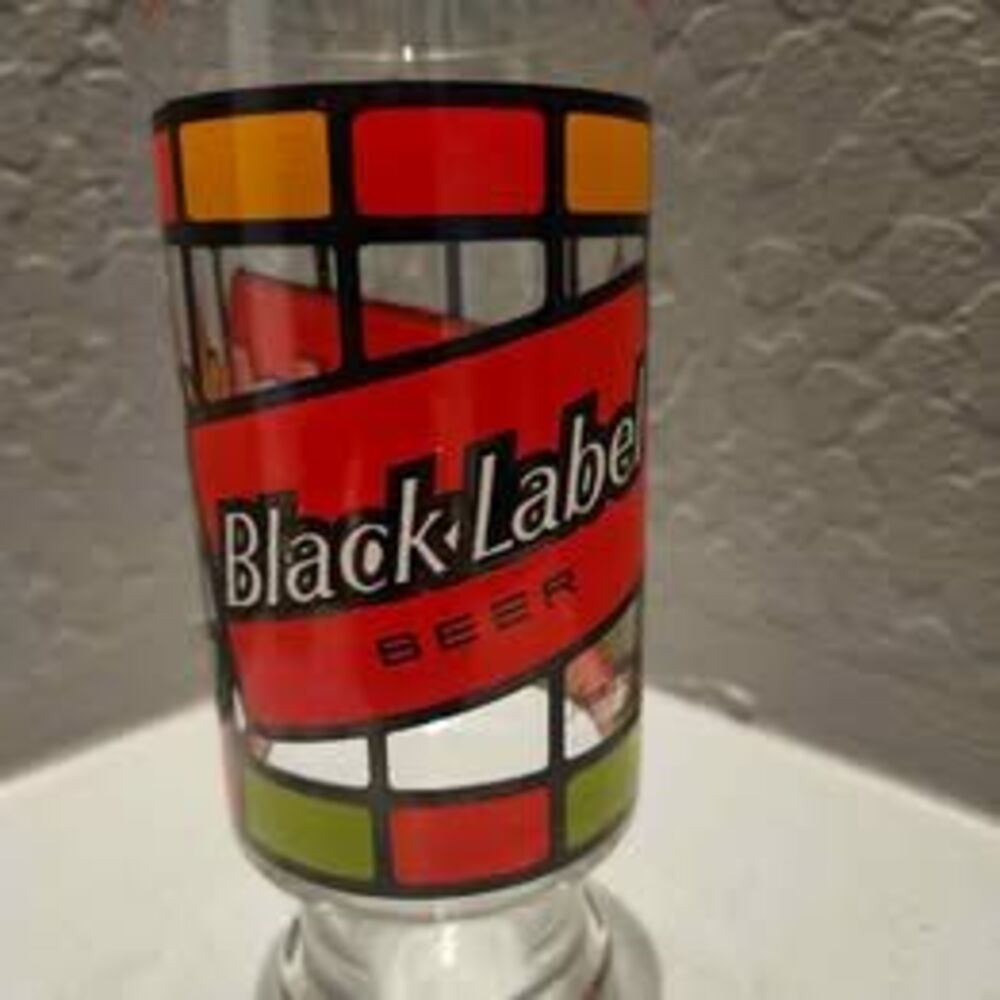 Black Label Beer Glass Stained Glass Style